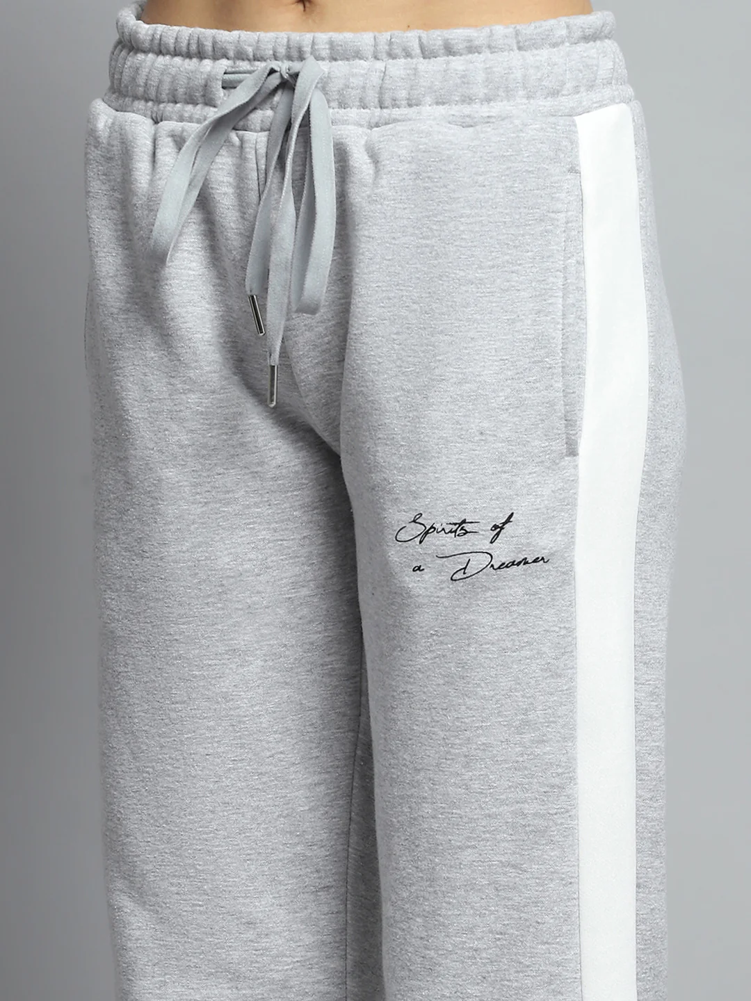 Women Grey Printed Collar Full Sleeve Tracksuit - Image 8