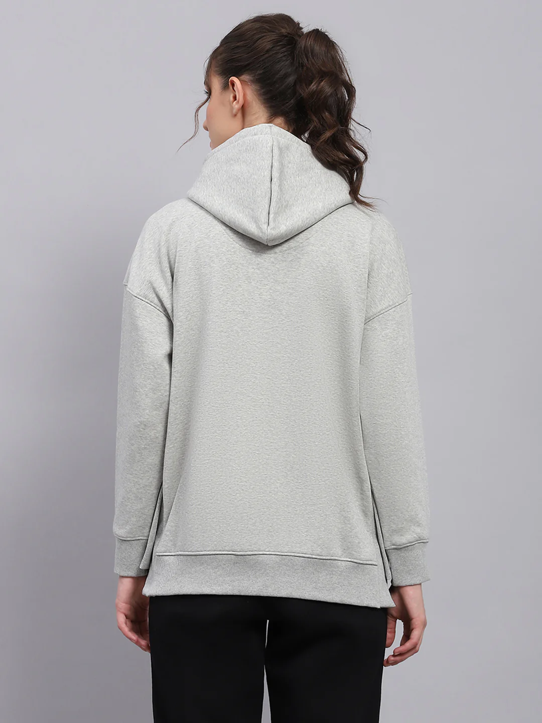 Rock.it Women Grey Printed Hooded Full Sleeve Sweatshirt - Image 5