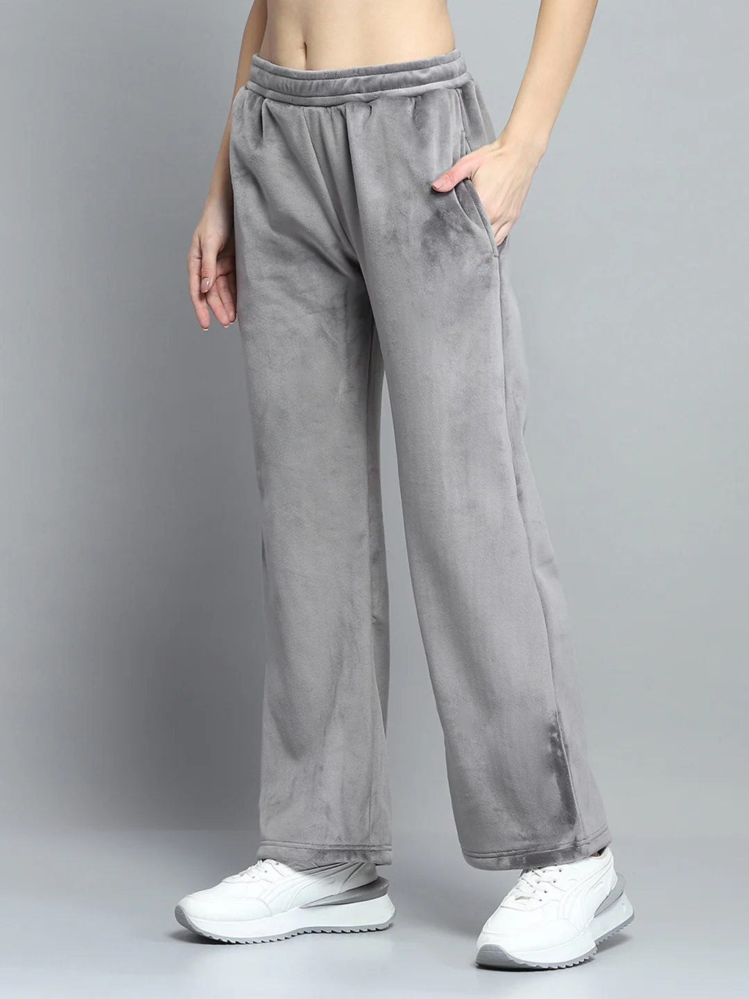 Women Grey Printed Round Neck Full Sleeve Cords Set - Image 7