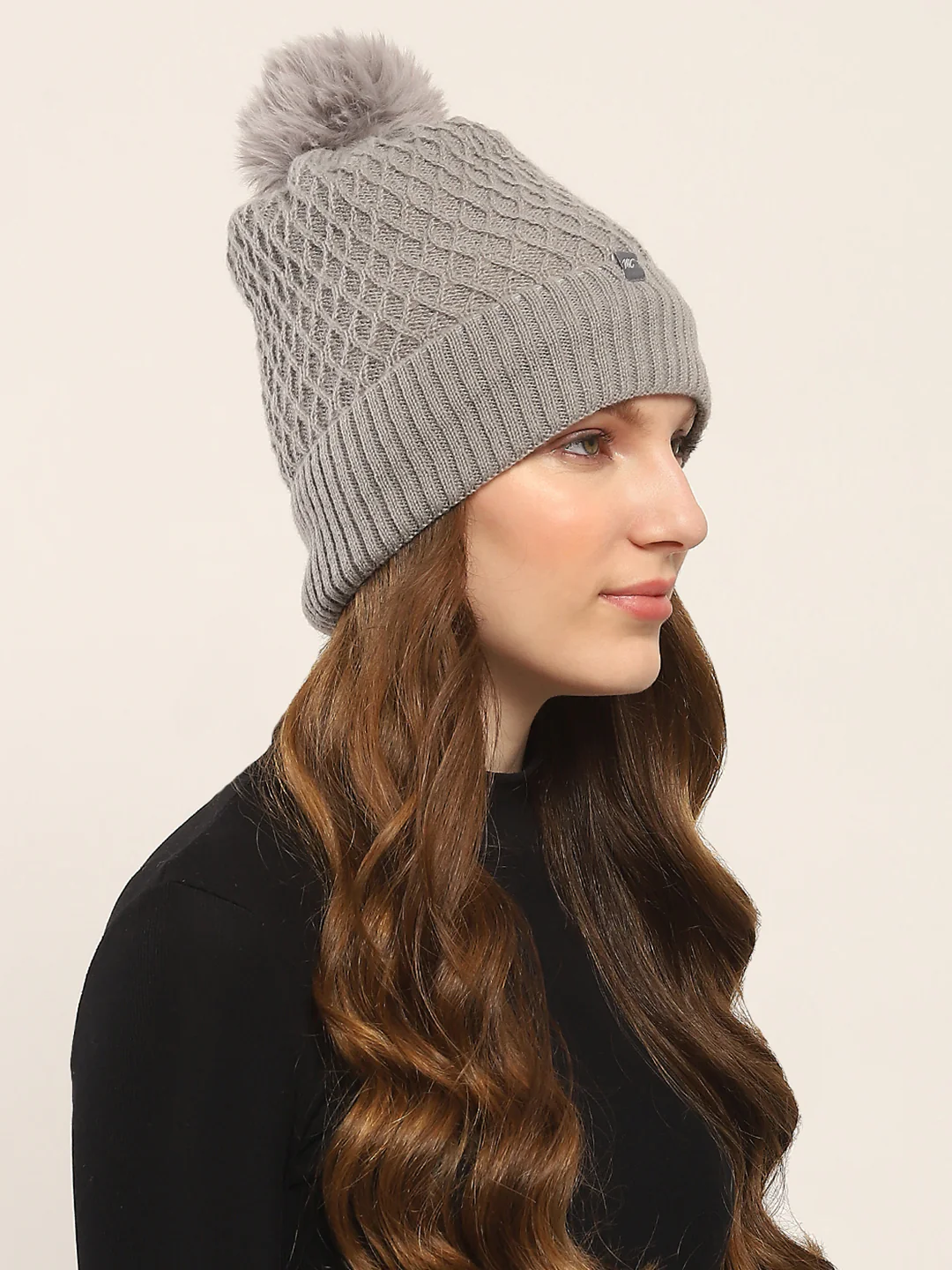 Women Grey Self Design Cap - Image 4