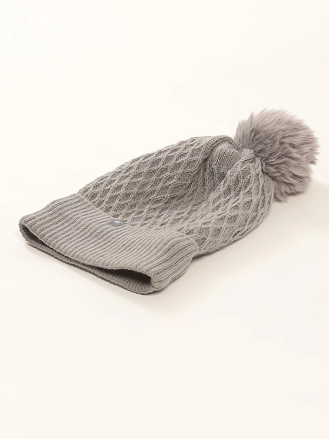 Women Grey Self Design Cap - Image 6