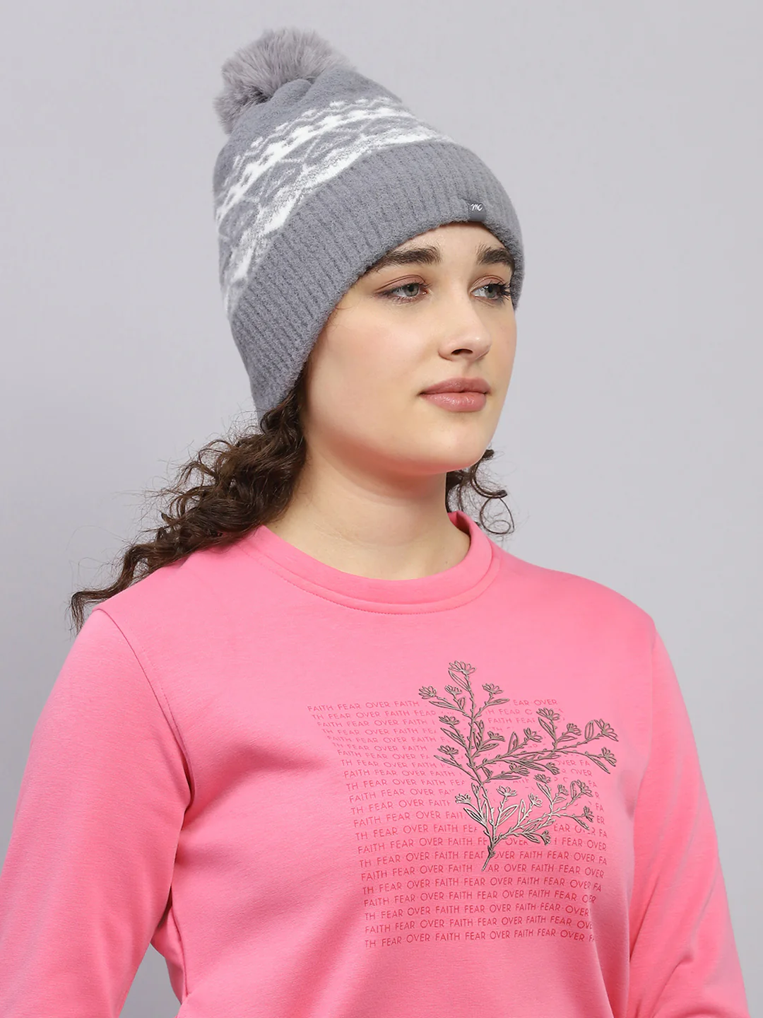 Women Grey Self Design Cap - Image 4