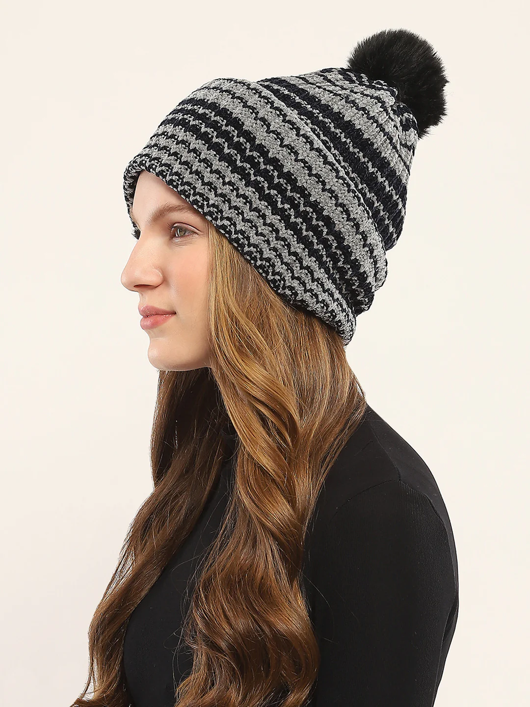 Women Grey Self Design Cap - Image 3