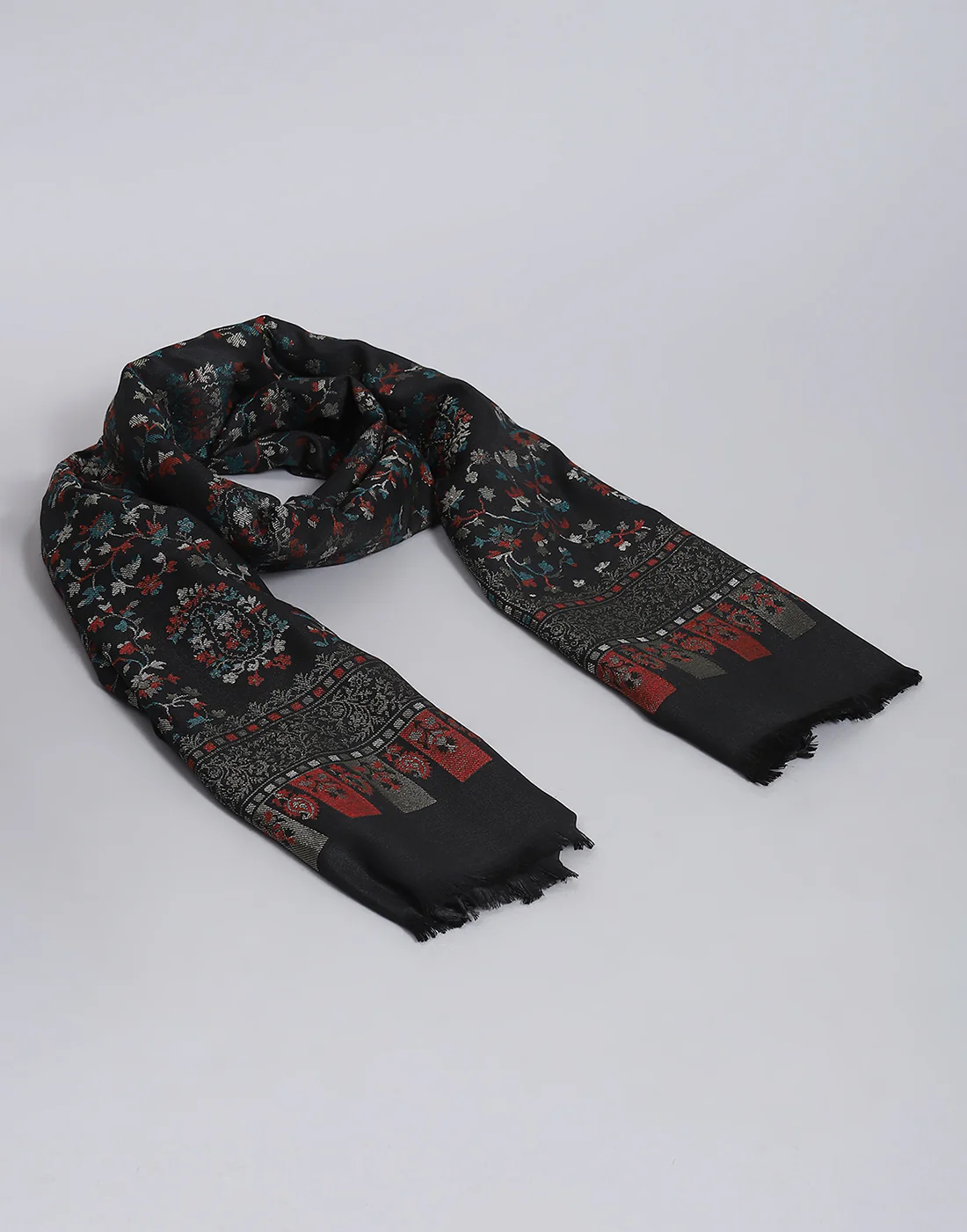 Women Grey Self Design Shawl - Image 6