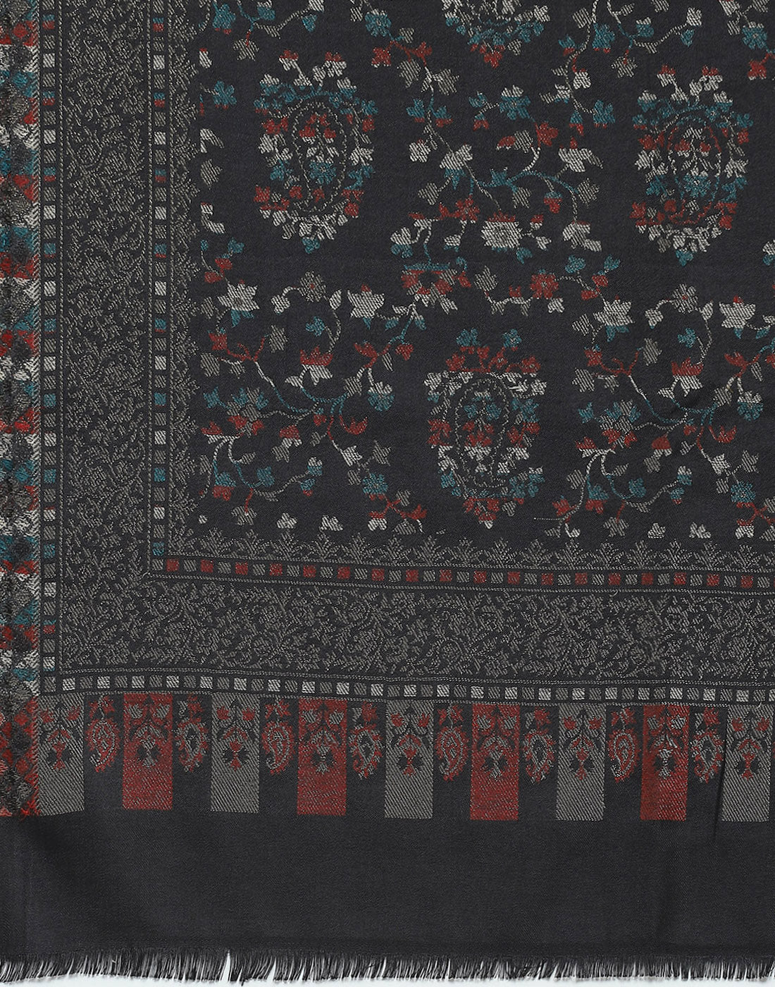 Women Grey Self Design Shawl - Image 7