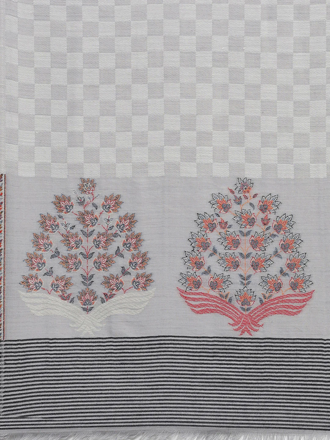 Women Grey Self Design Shawl - Image 6