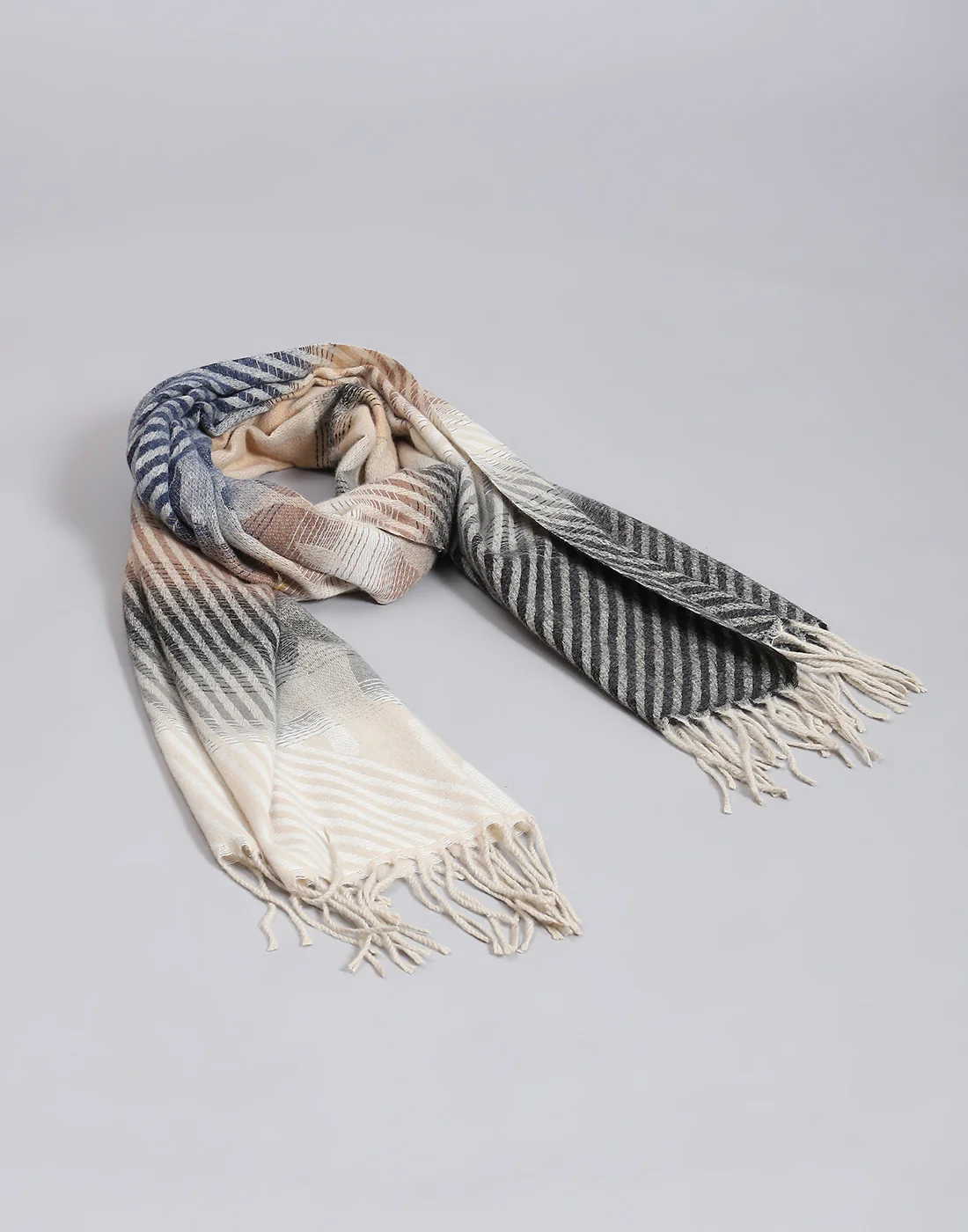 Women Grey Self Design Stole - Image 7