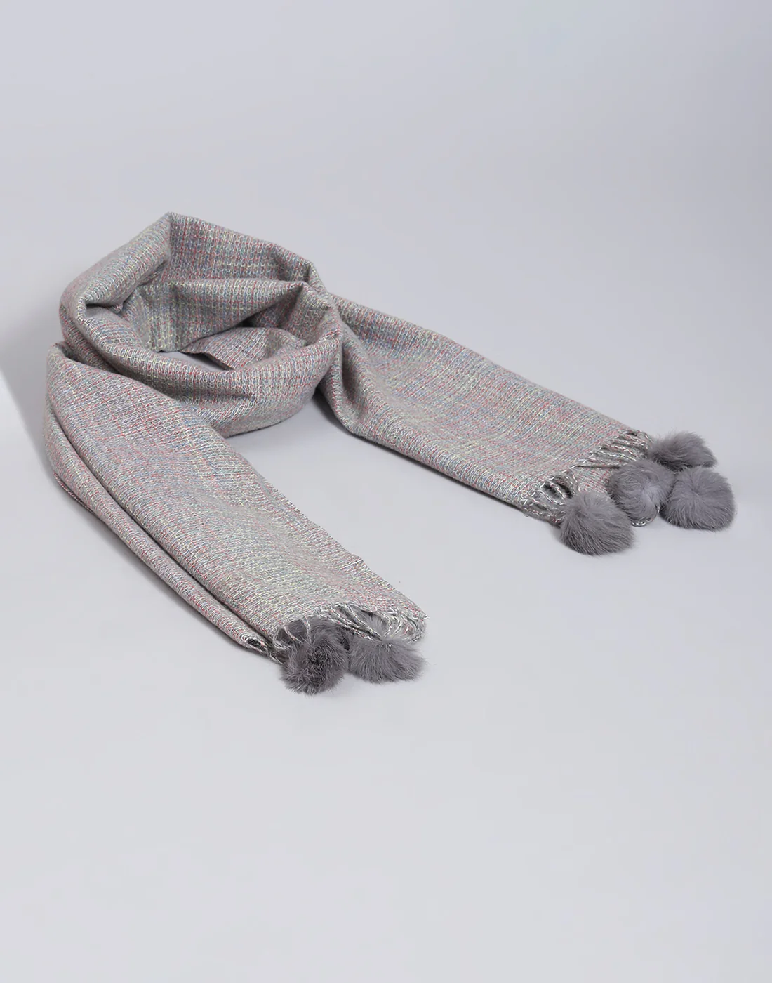 Women Grey Self Design Stole - Image 6