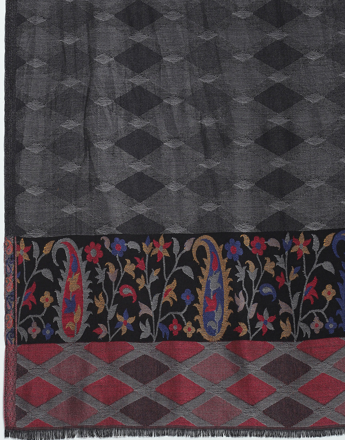 Women Grey Self Design Stole - Image 7