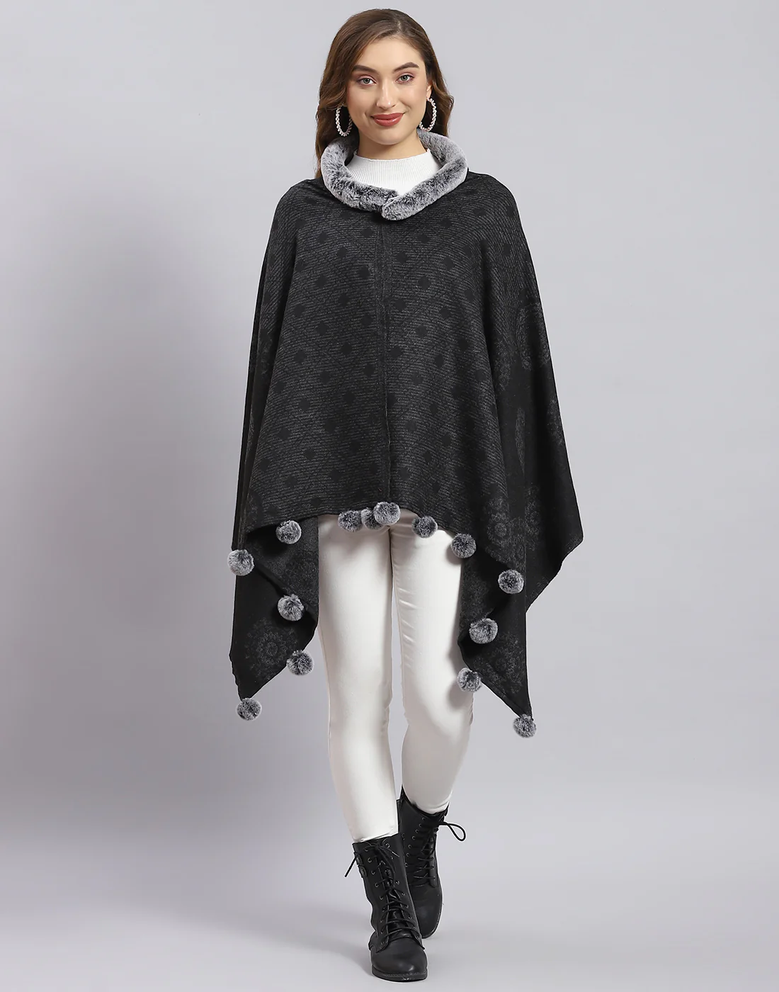 Women Grey Self Design Stole - Image 2