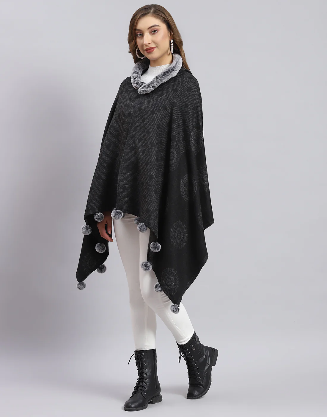 Women Grey Self Design Stole - Image 3