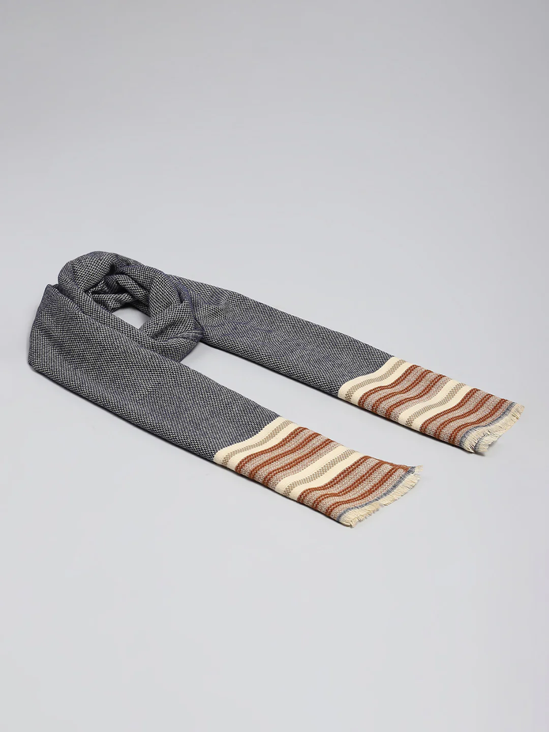 Women Grey Self Design Stole - Image 6