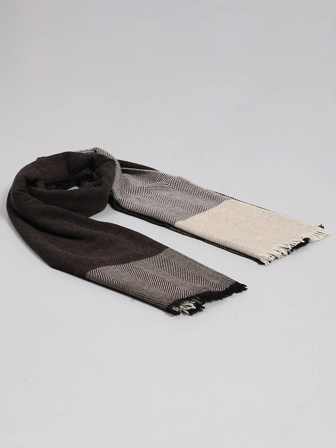 Women Grey Self Design Stole - Image 2