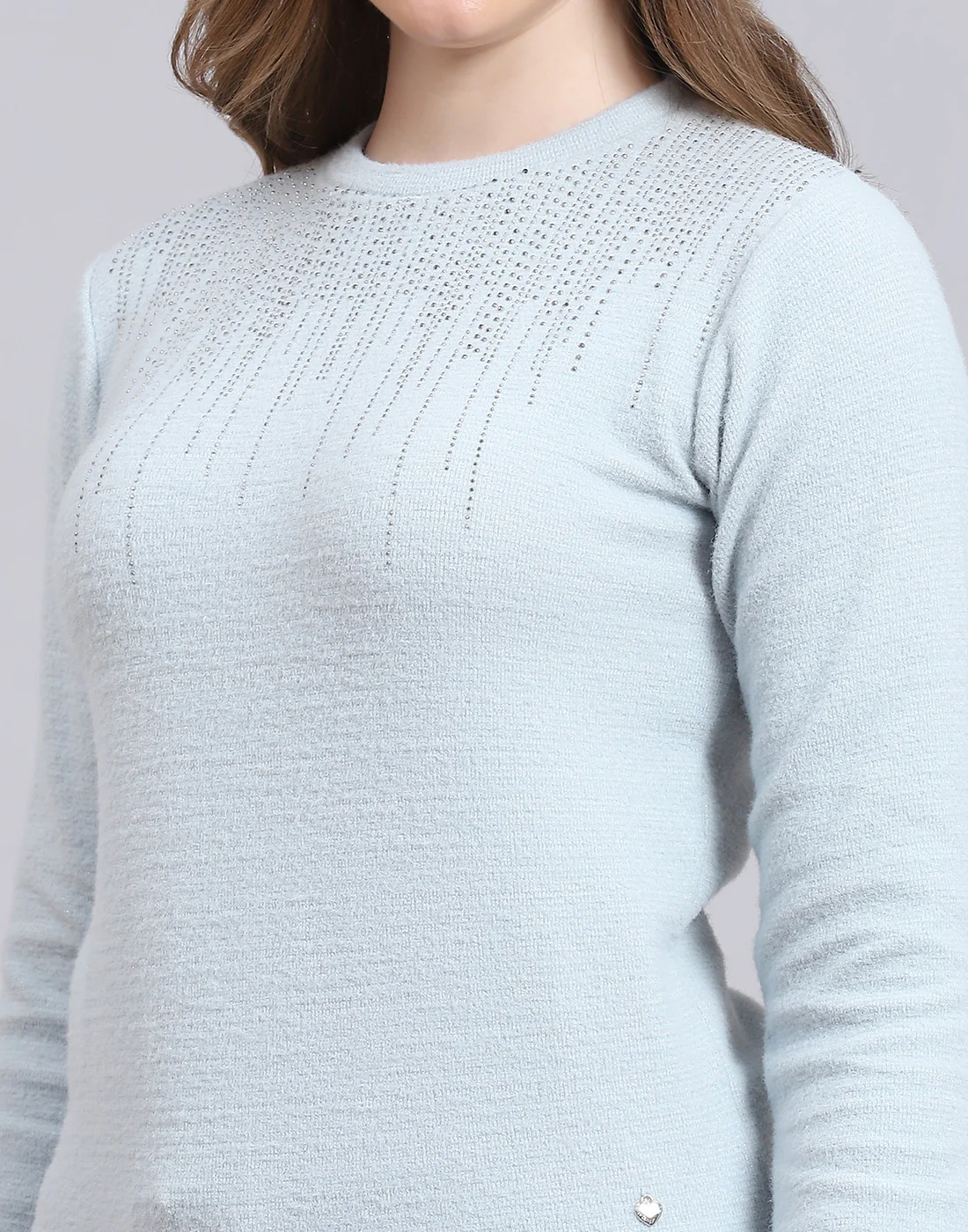 Women Grey Solid F Neck Full Sleeve Cords Set - Image 7