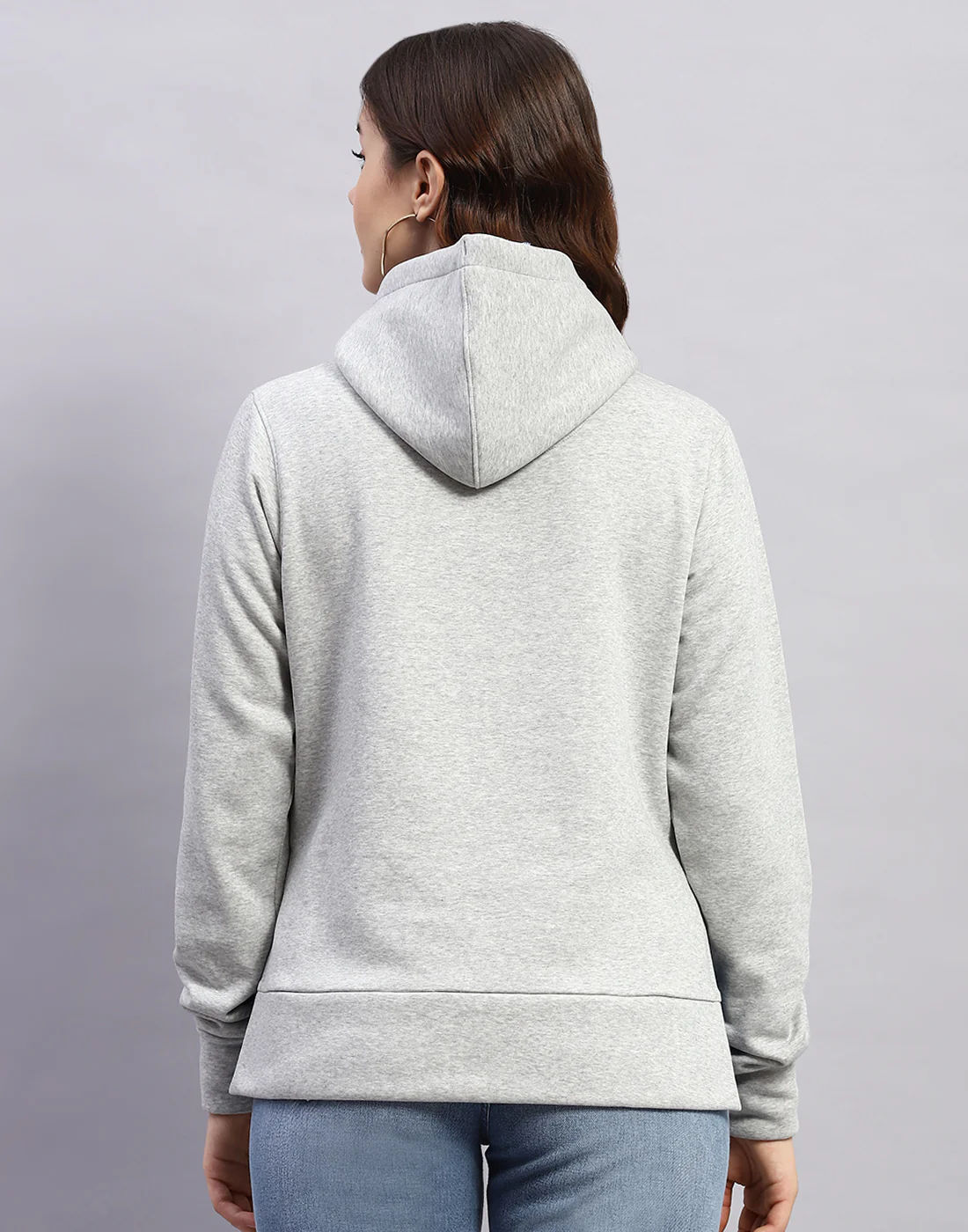 Rock.it Women Grey Solid Hooded Full Sleeve Sweatshirt - Image 5