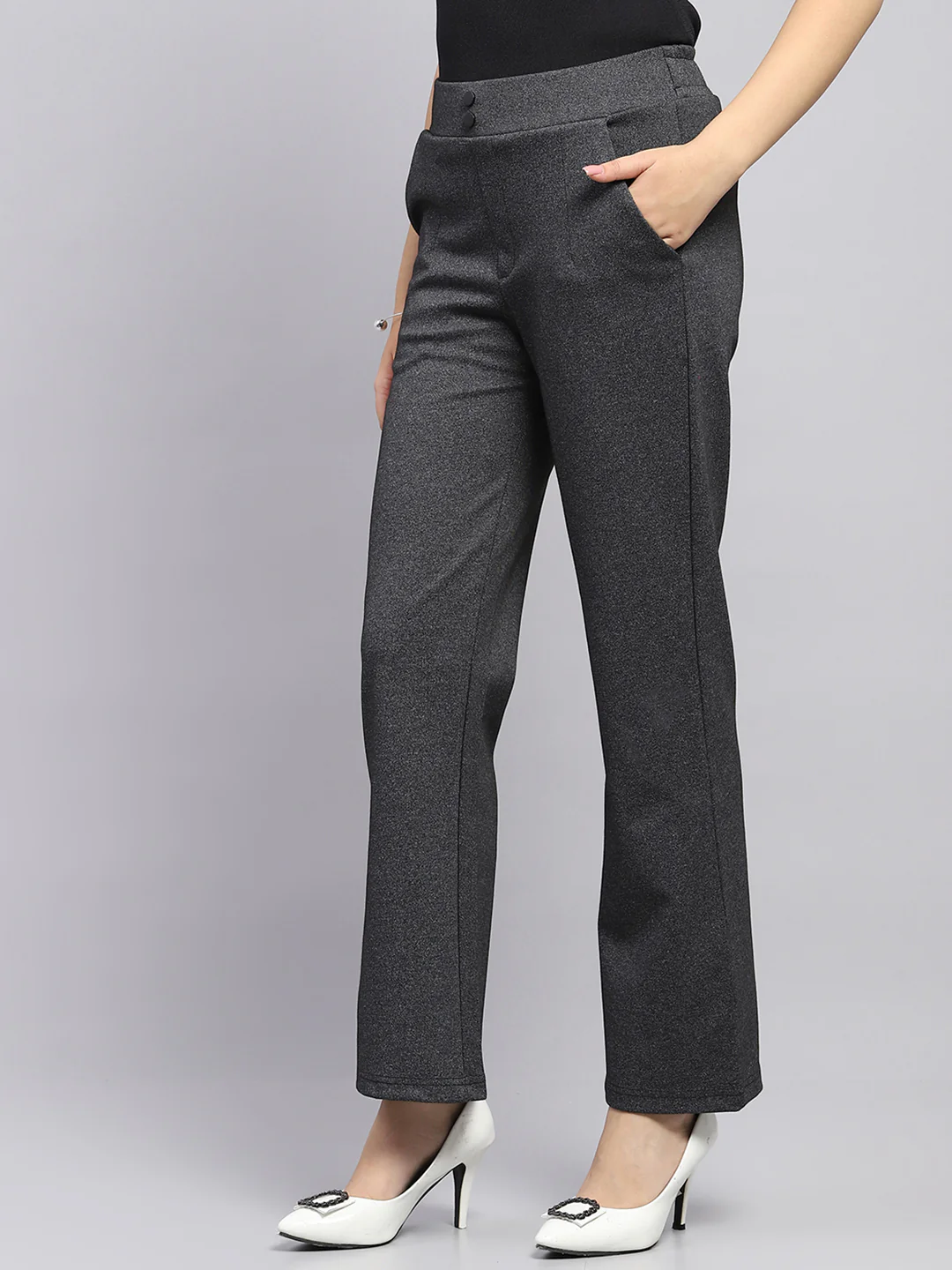 Women Grey Solid   Jegging - Image 3