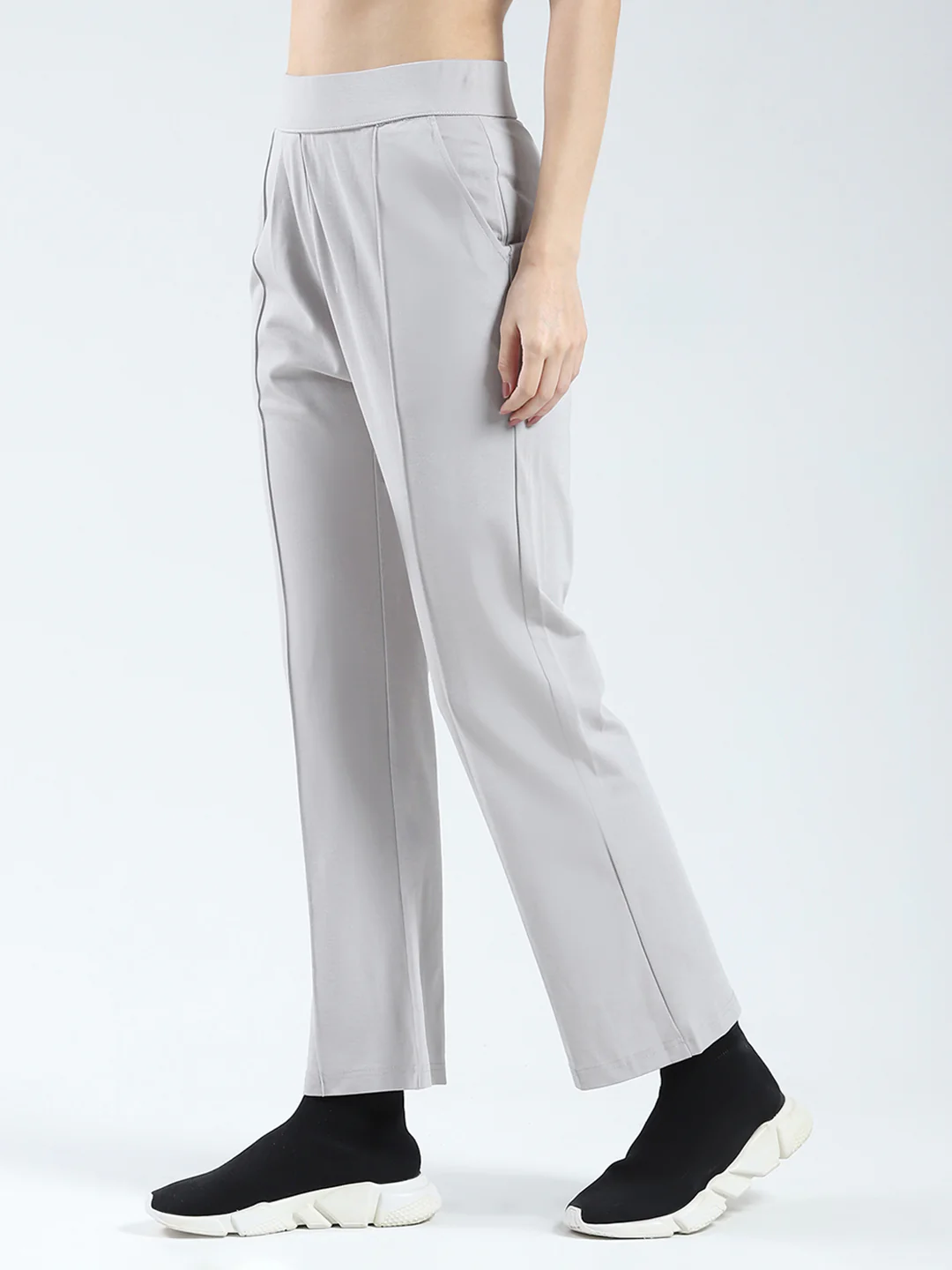 Rock.it Women Grey Solid Regular Fit Pant - Image 3