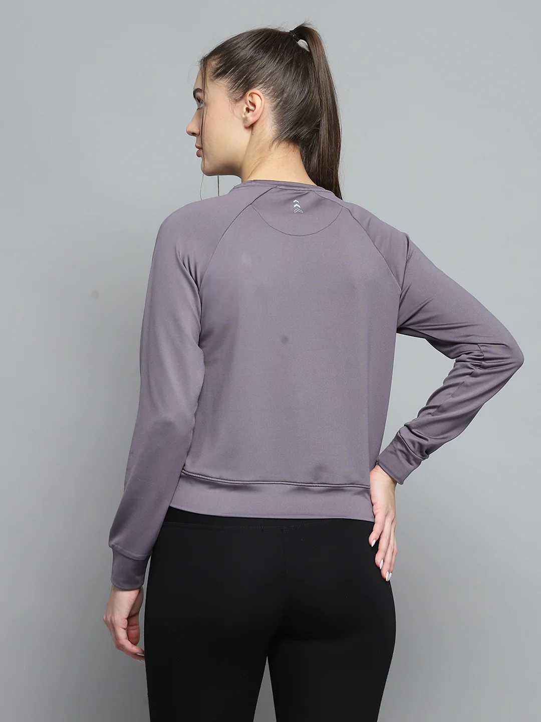 Rock.it Women Grey Solid Round Neck Full Sleeve Sweatshirt - Image 5