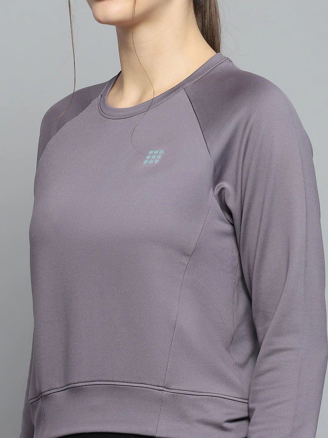 Rock.it Women Grey Solid Round Neck Full Sleeve Sweatshirt - Image 7