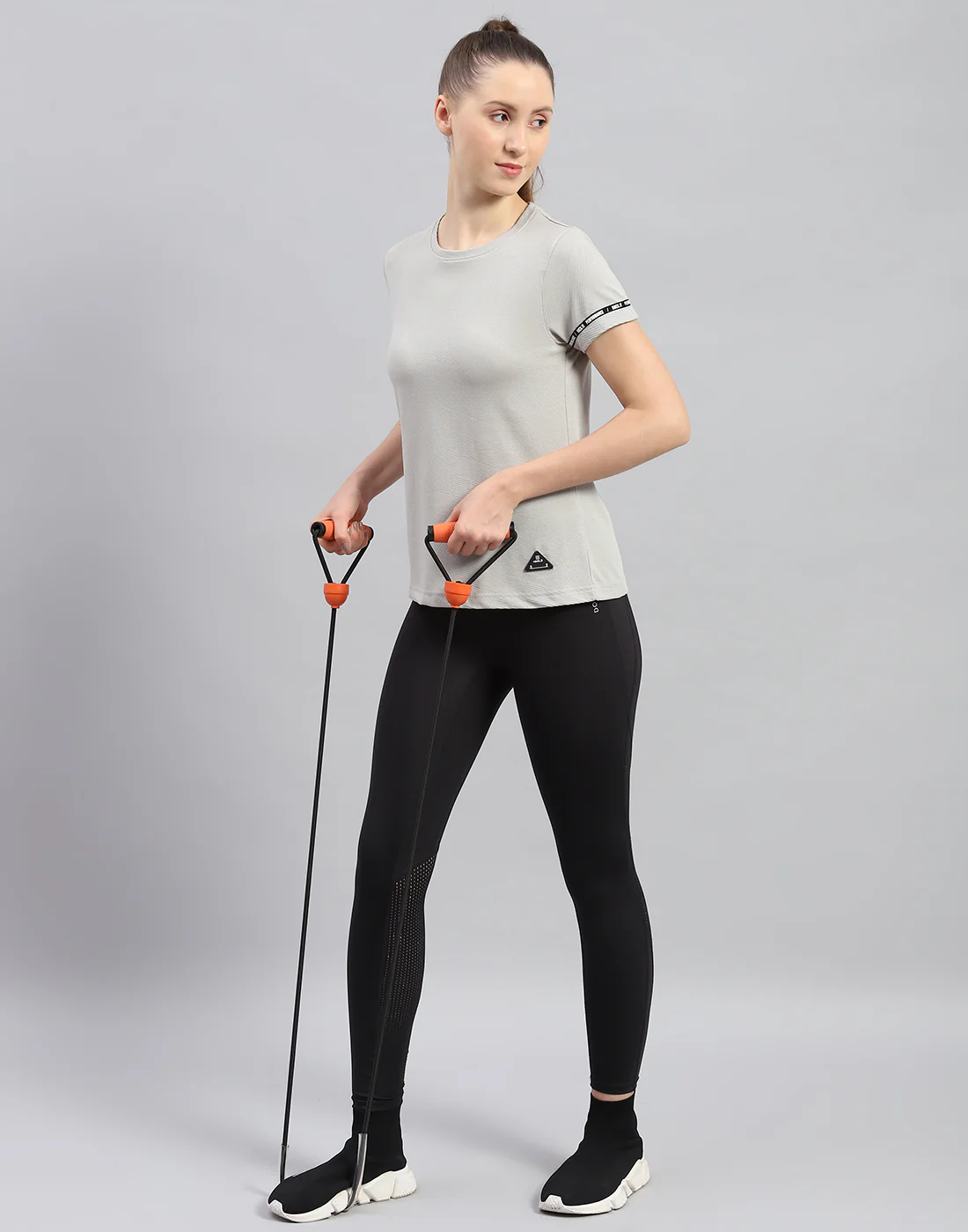 Rock.it Women Grey Solid Round Neck Half Sleeve Top - Image 2