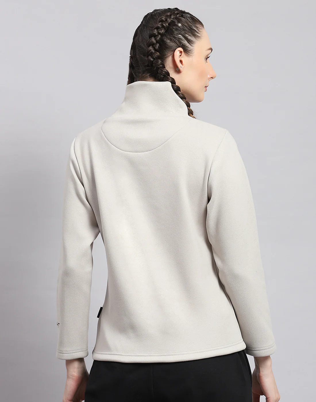 Rock.it Women Grey Solid T Neck Full Sleeve Sweatshirt - Image 5