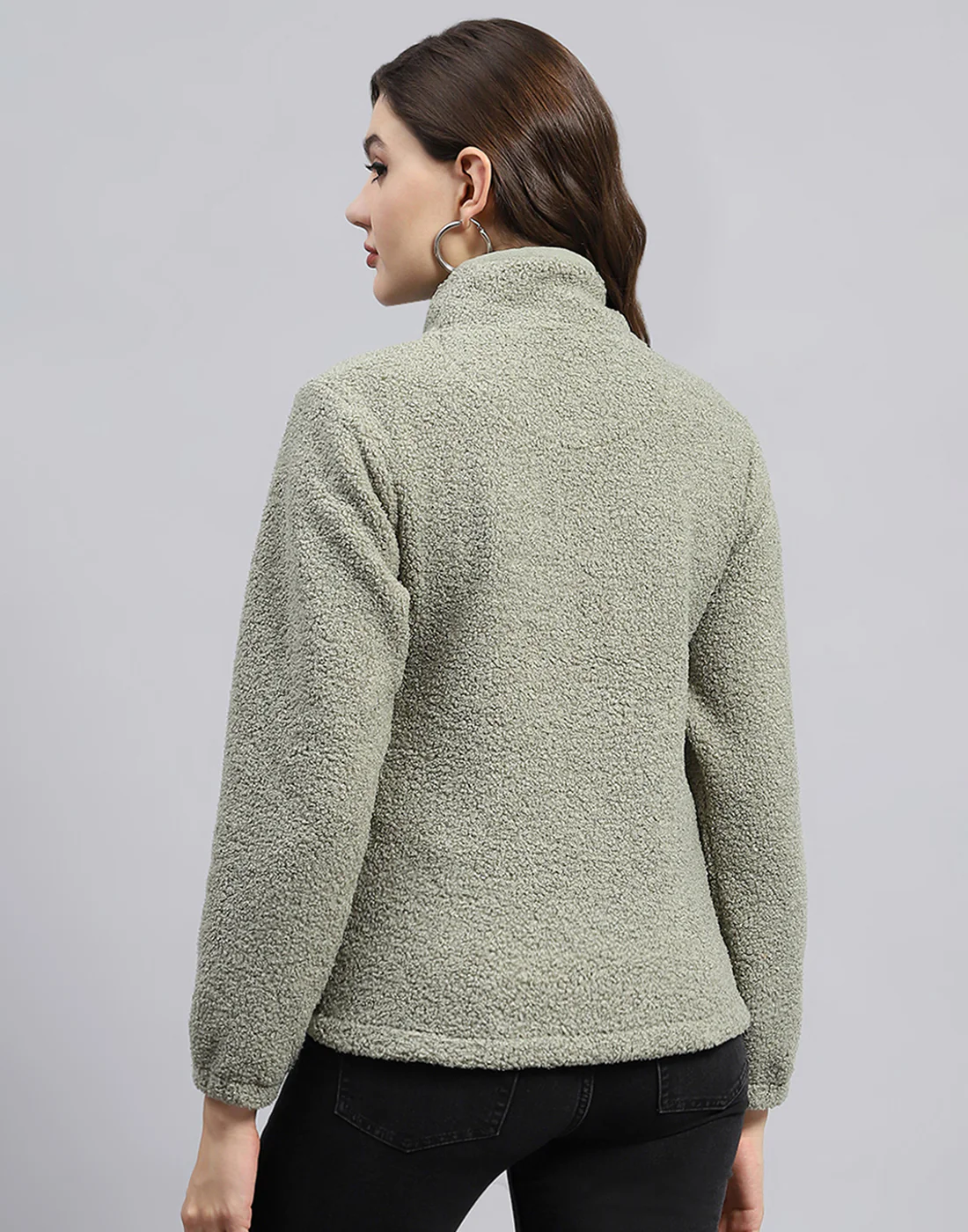 Rock.it Women Grey Solid Turtle Neck Full Sleeve Sweatshirt - Image 5