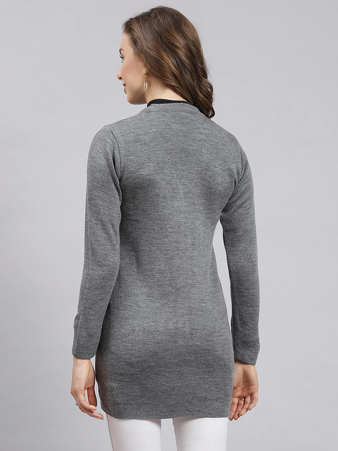 Women Grey Solid Wool blend Cardigan - Image 5