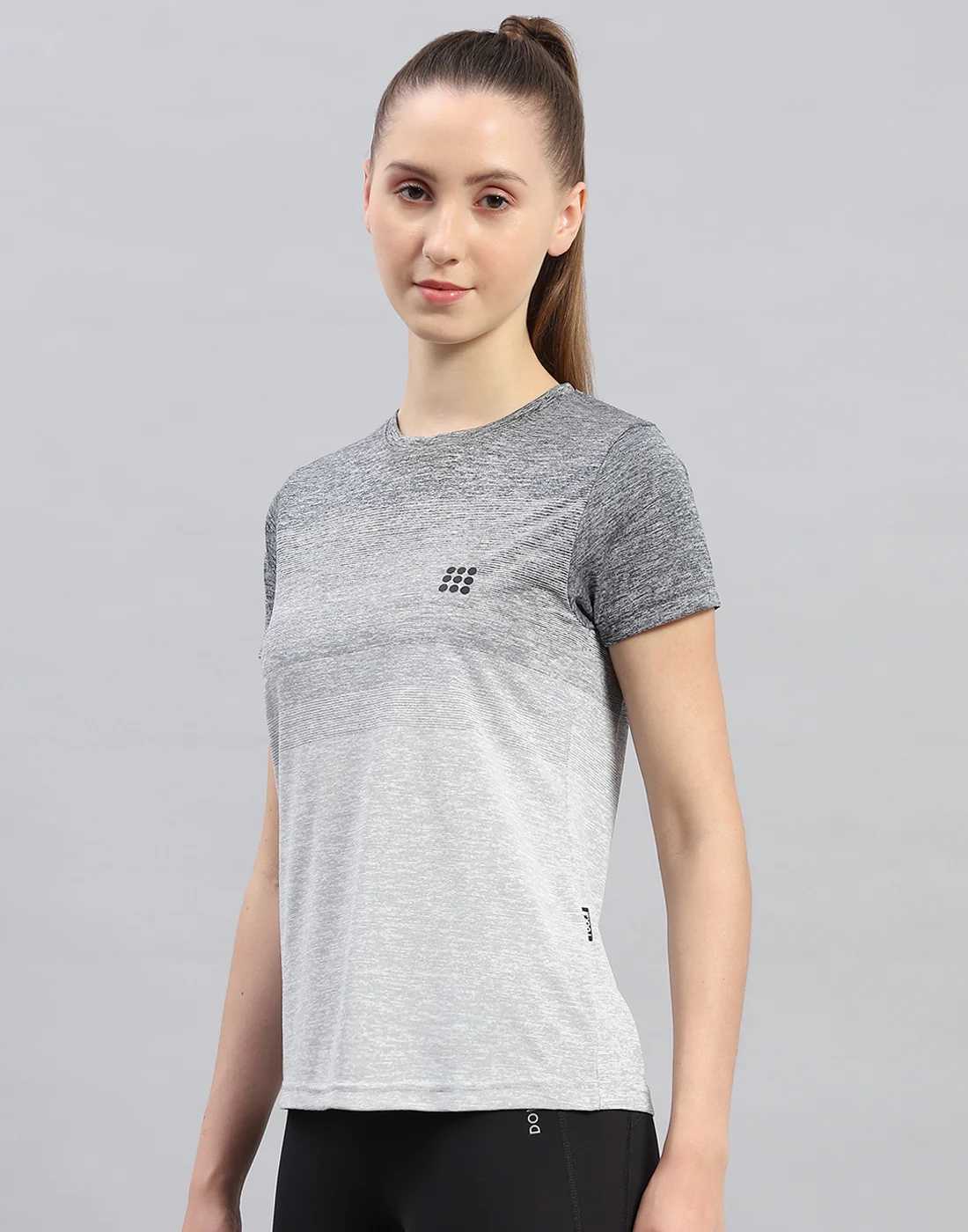 Rock.it Women Grey Stripe Round Neck Half Sleeve Top - Image 3