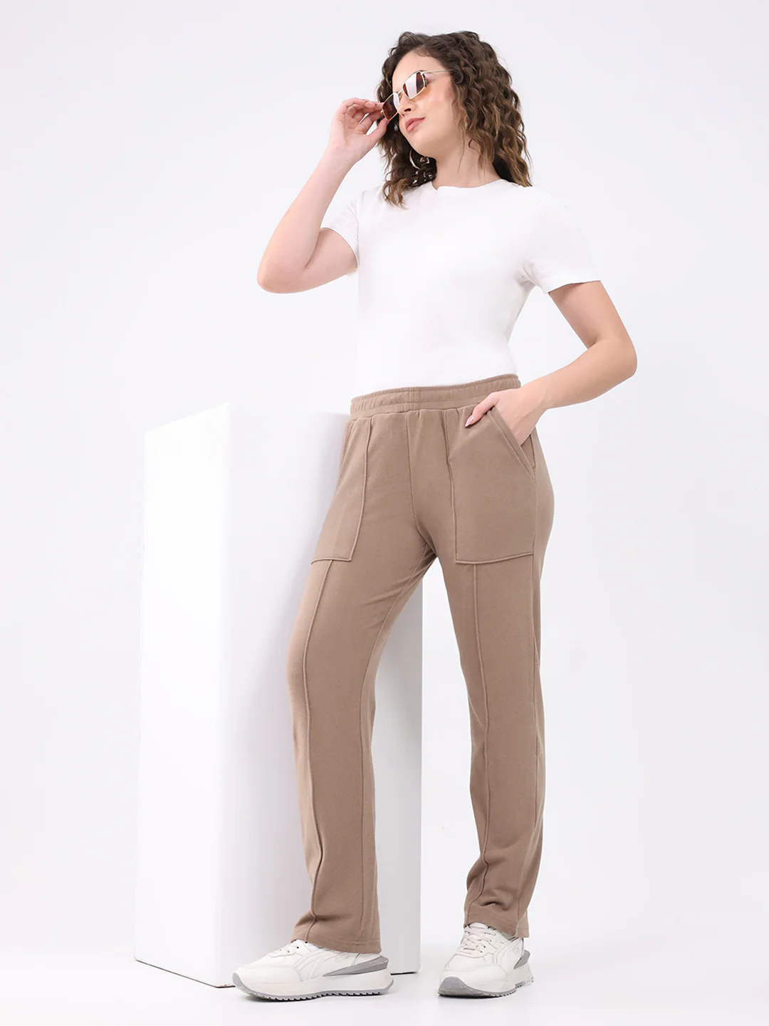 Women Khaki Solid Regular Fit Winter Lower - Image 2