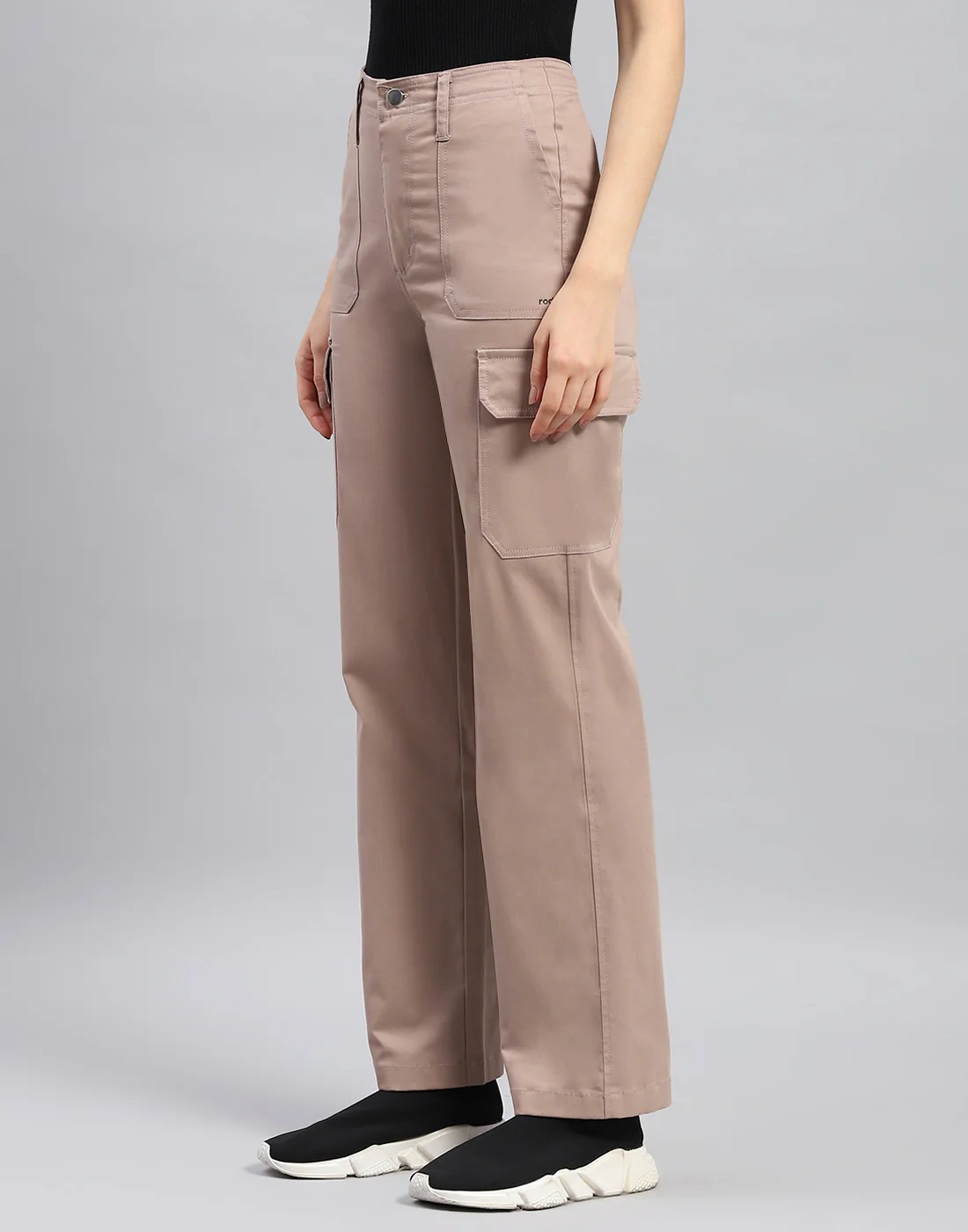 Rock.it Women Khaki Solid Straight Fit Cargo - Image 3