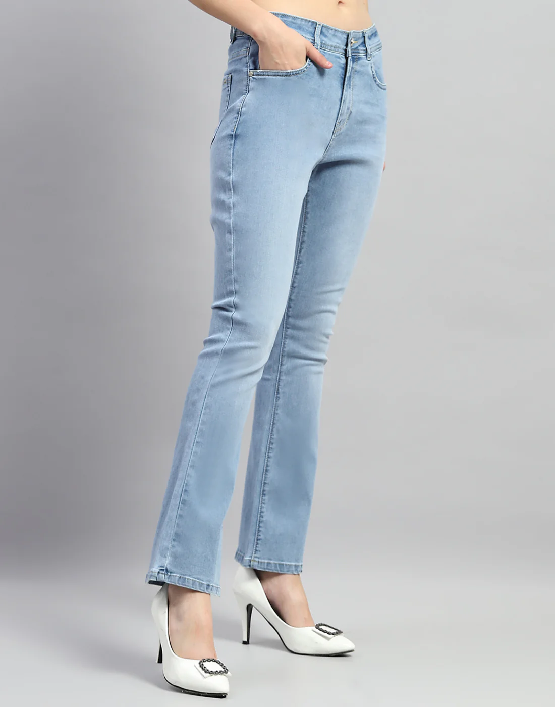 Women Light Blue Light Wash Bootcut Denim - Image 4