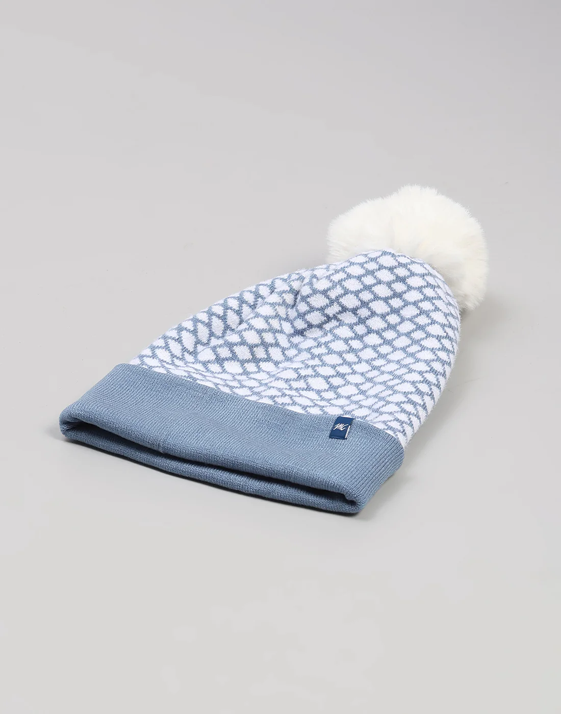 Women Light Blue Self Design Blend Wool Cap - Image 6