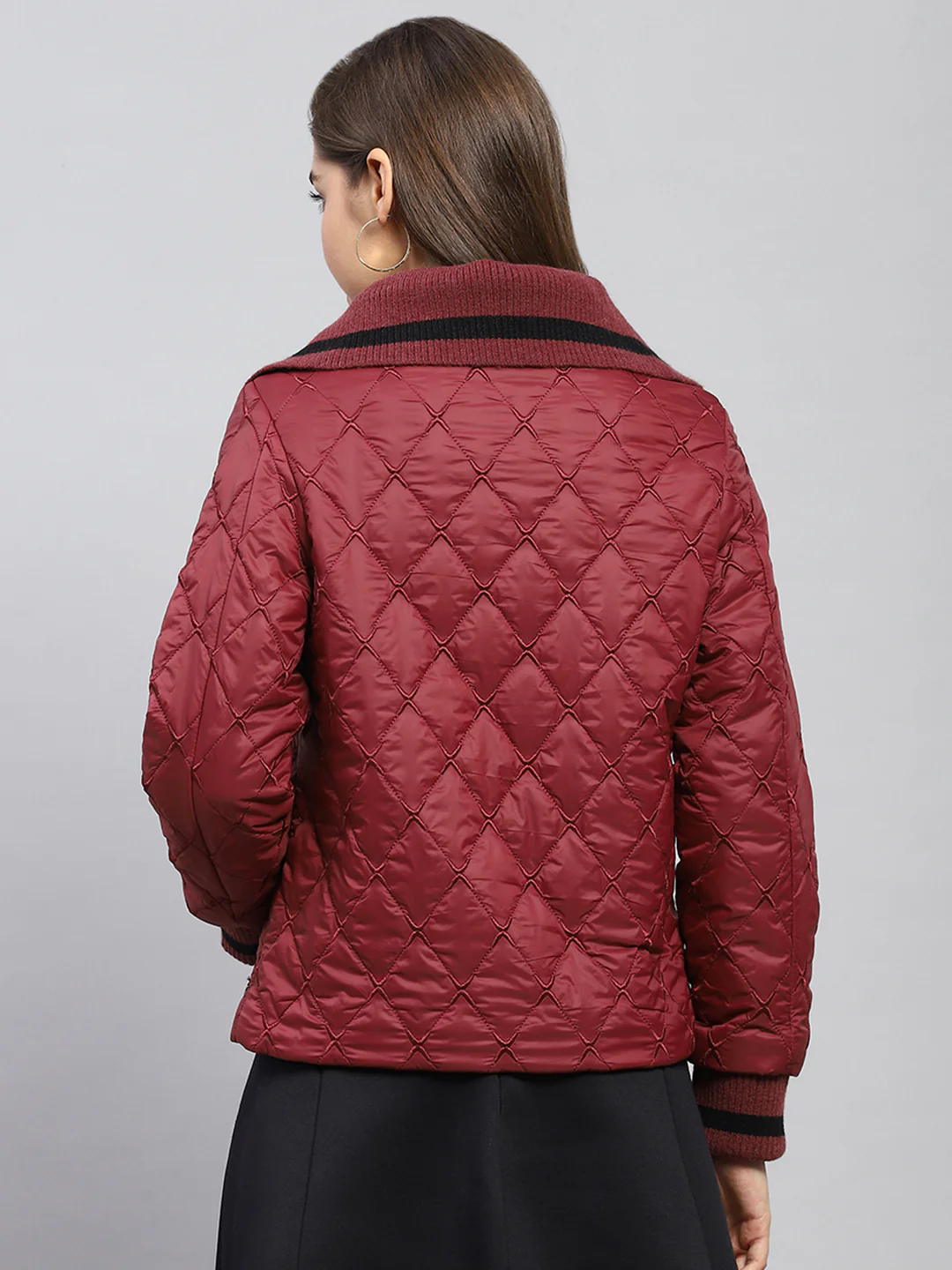 Women Maroon Embroidered Collar Full Sleeve Jacket - Image 5