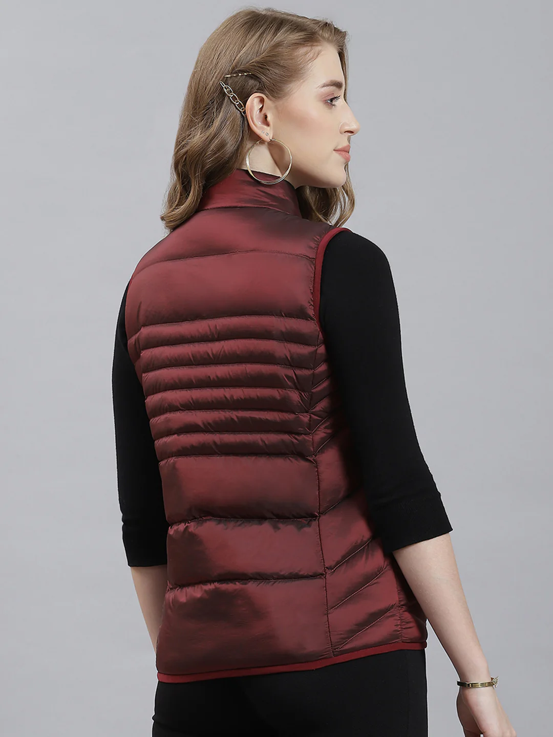 Women Maroon Printed Jacket - Image 5