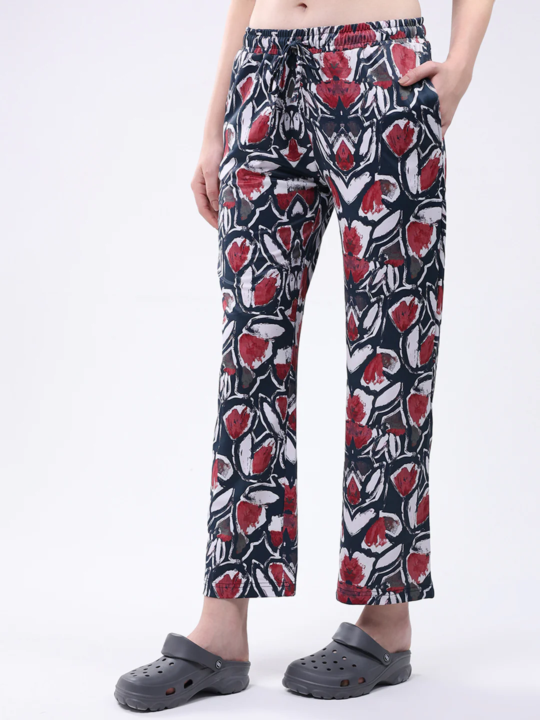 Women Maroon Printed Round Neck Full Sleeve Lower Set - Image 6