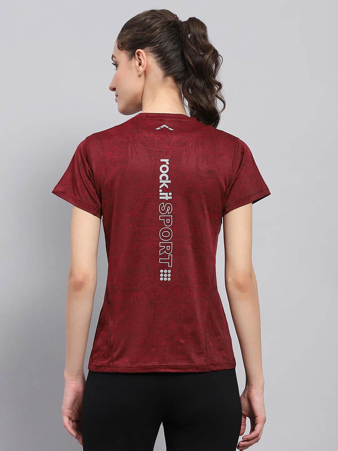 Rock.it Women Maroon Printed Round Neck Half Sleeve Top - Image 5
