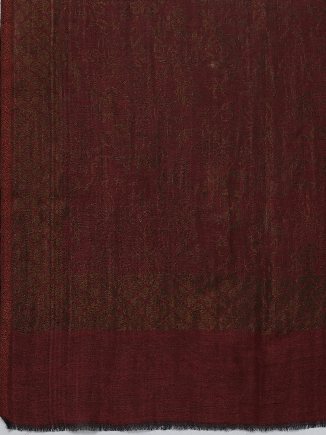 Women Maroon Printed Wool Blend Shawl - Image 7
