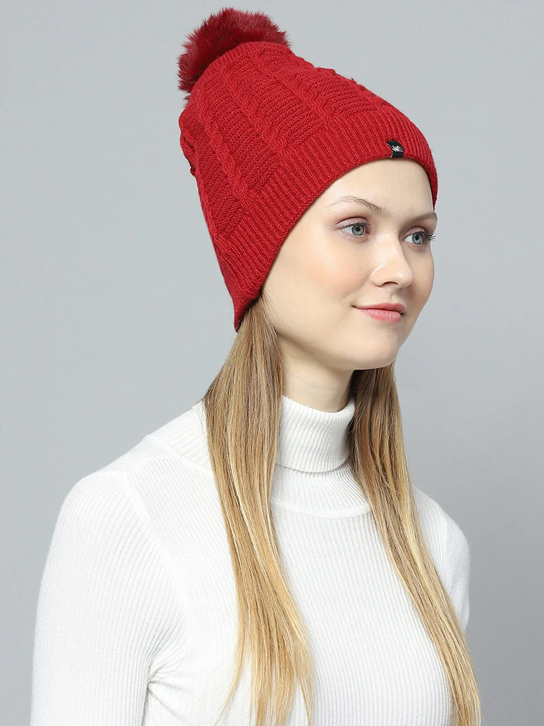 Women Maroon Self Design Cap - Image 4