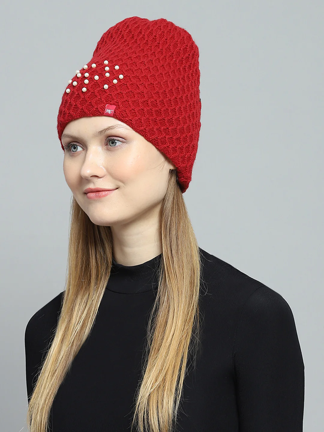Women Maroon Self Design Cap - Image 3