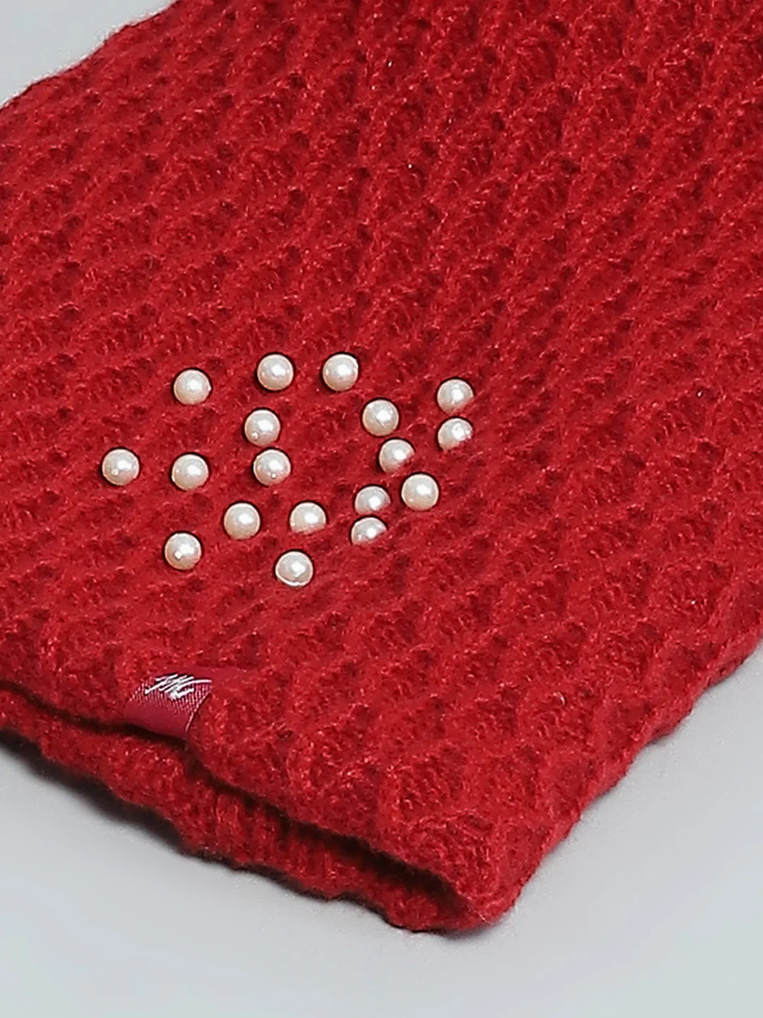 Women Maroon Self Design Cap - Image 7