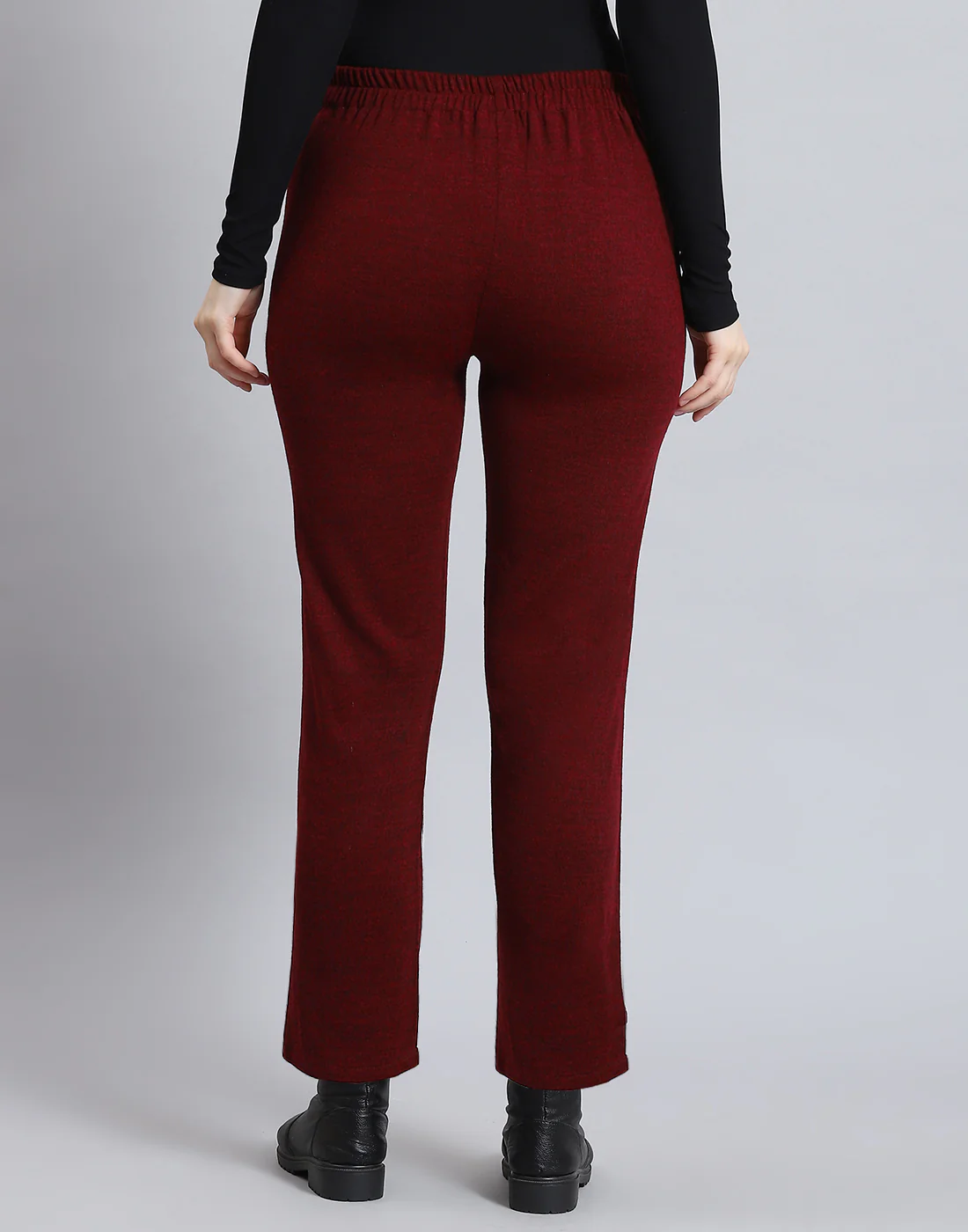Women Maroon Self Design Regular Fit Winter Lower - Image 6