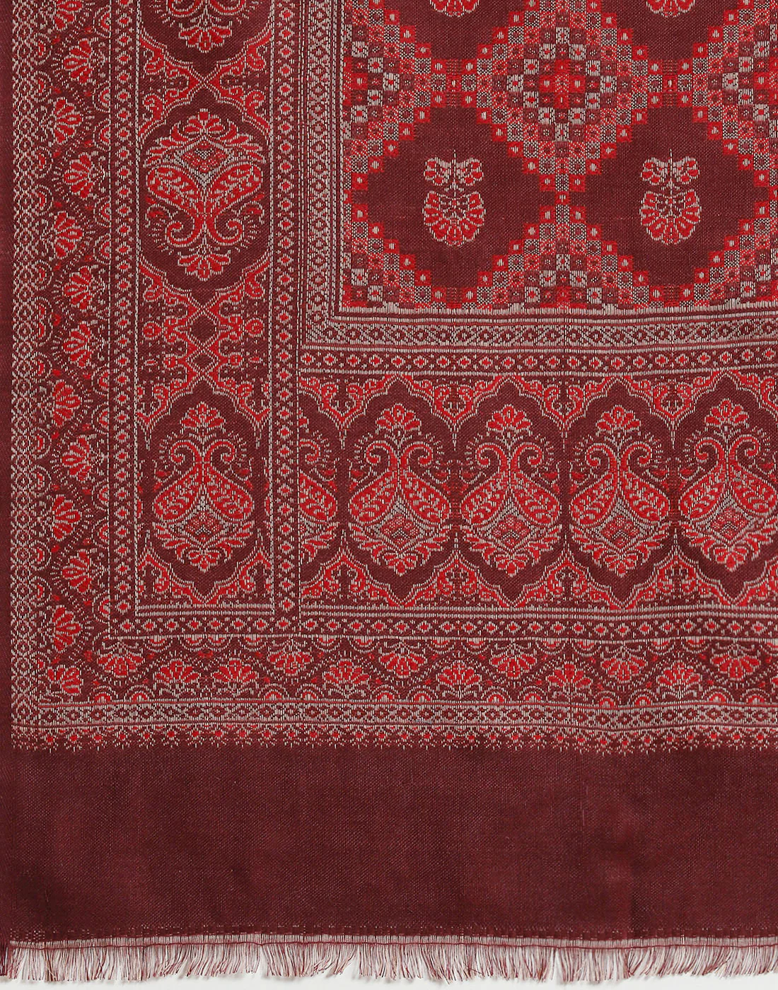 Women Maroon Self Design Shawl - Image 7