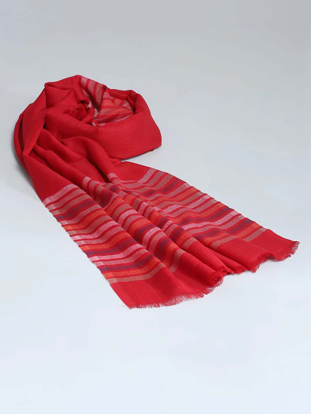 Women Maroon Self Design Shawl - Image 2