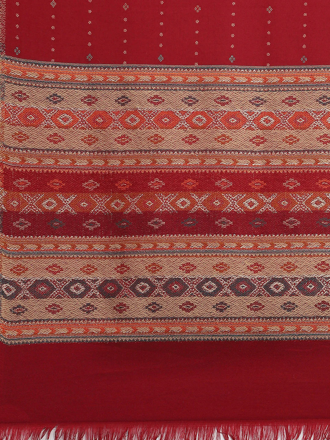 Women Maroon Self Design Shawl - Image 6