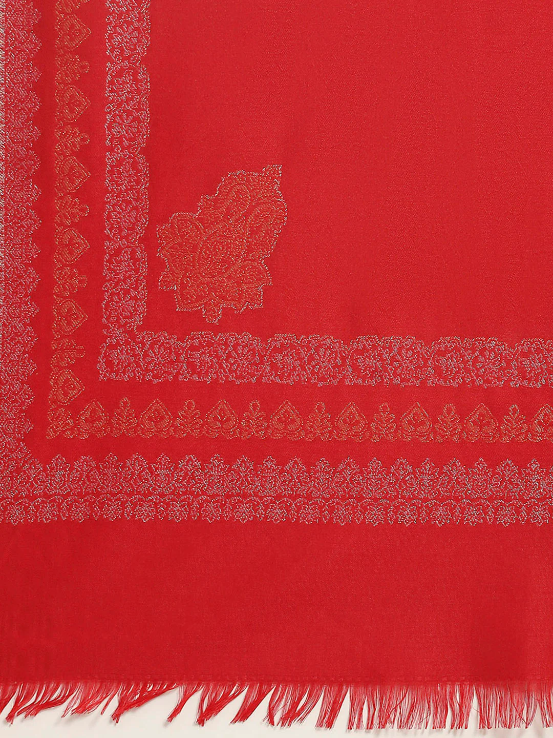 Women Maroon Self Design Shawl - Image 6