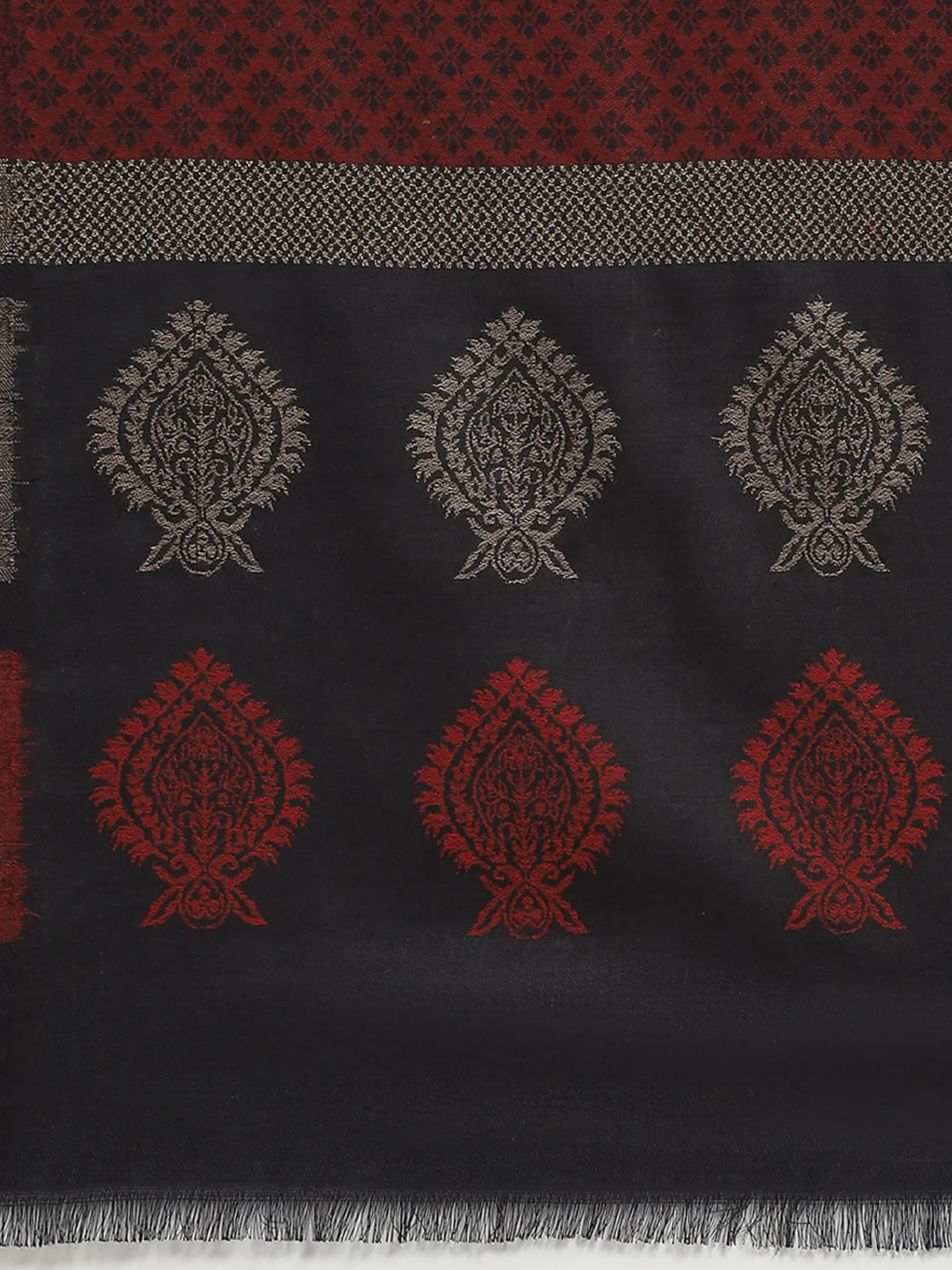Women Maroon Self Design Shawl - Image 6