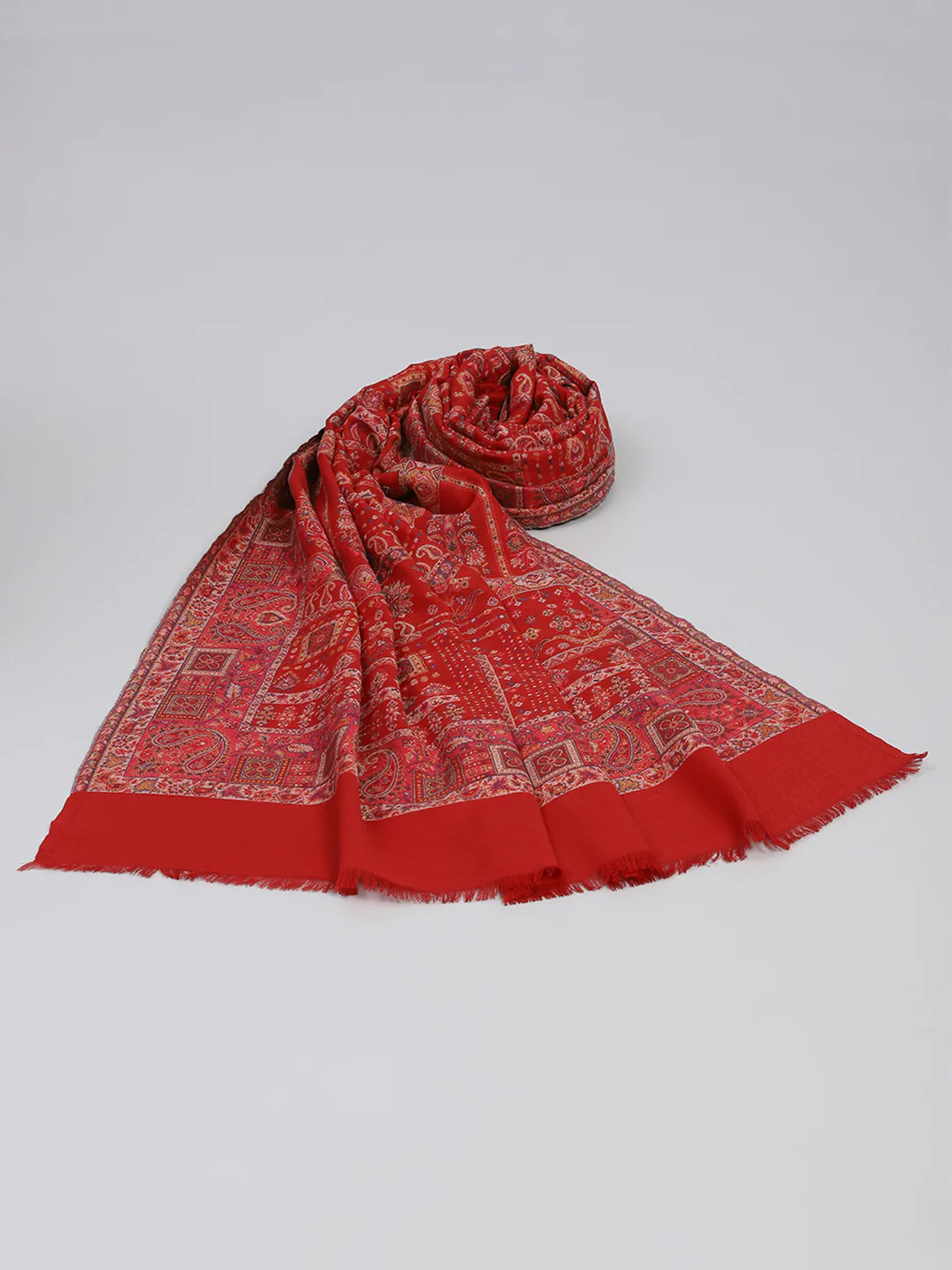 Women Maroon Self Design Shawl - Image 5