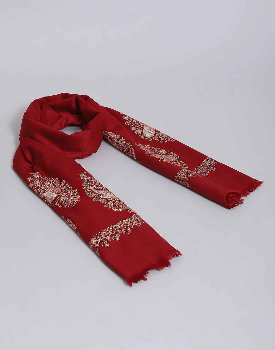 Women Maroon Self Design Stole - Image 6