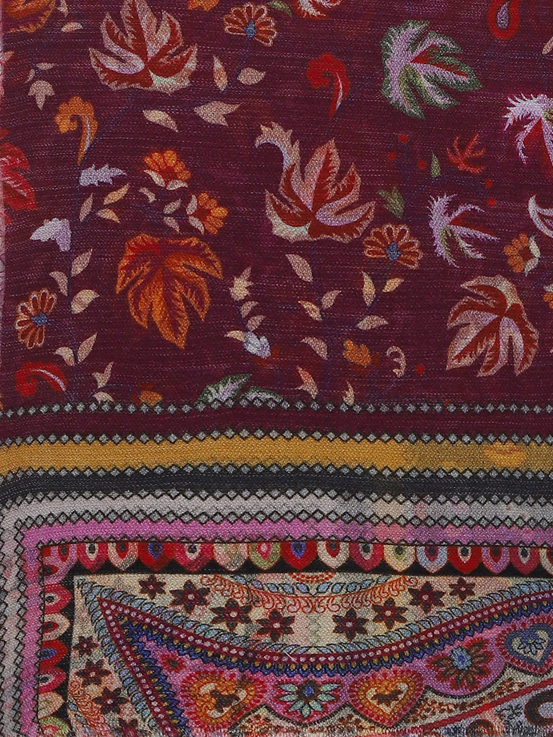 Women Maroon Self Design Stole - Image 7