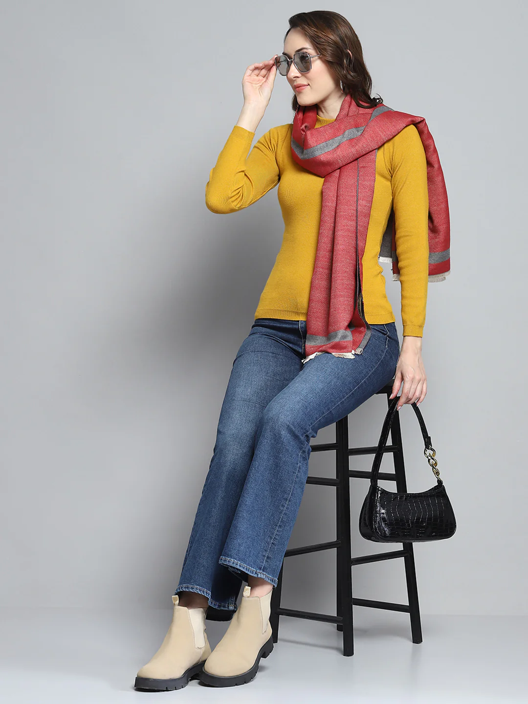 Women Maroon Self Design Stole - Image 2